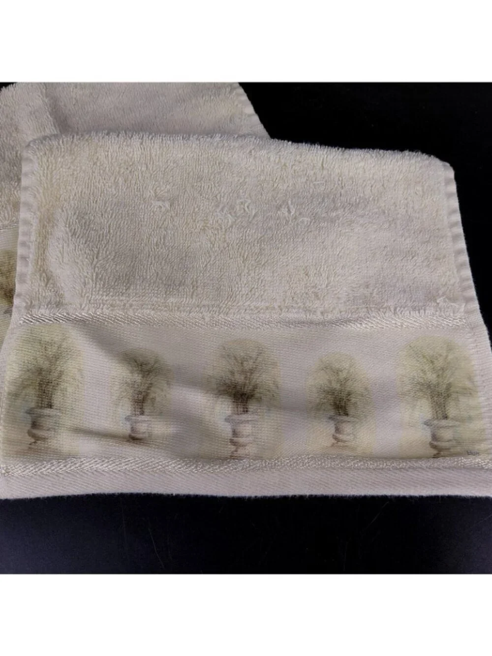 Croscill Beige Cotton Towel Set Bath Hand Finger Botanical Fresco Grasses 5 pc
